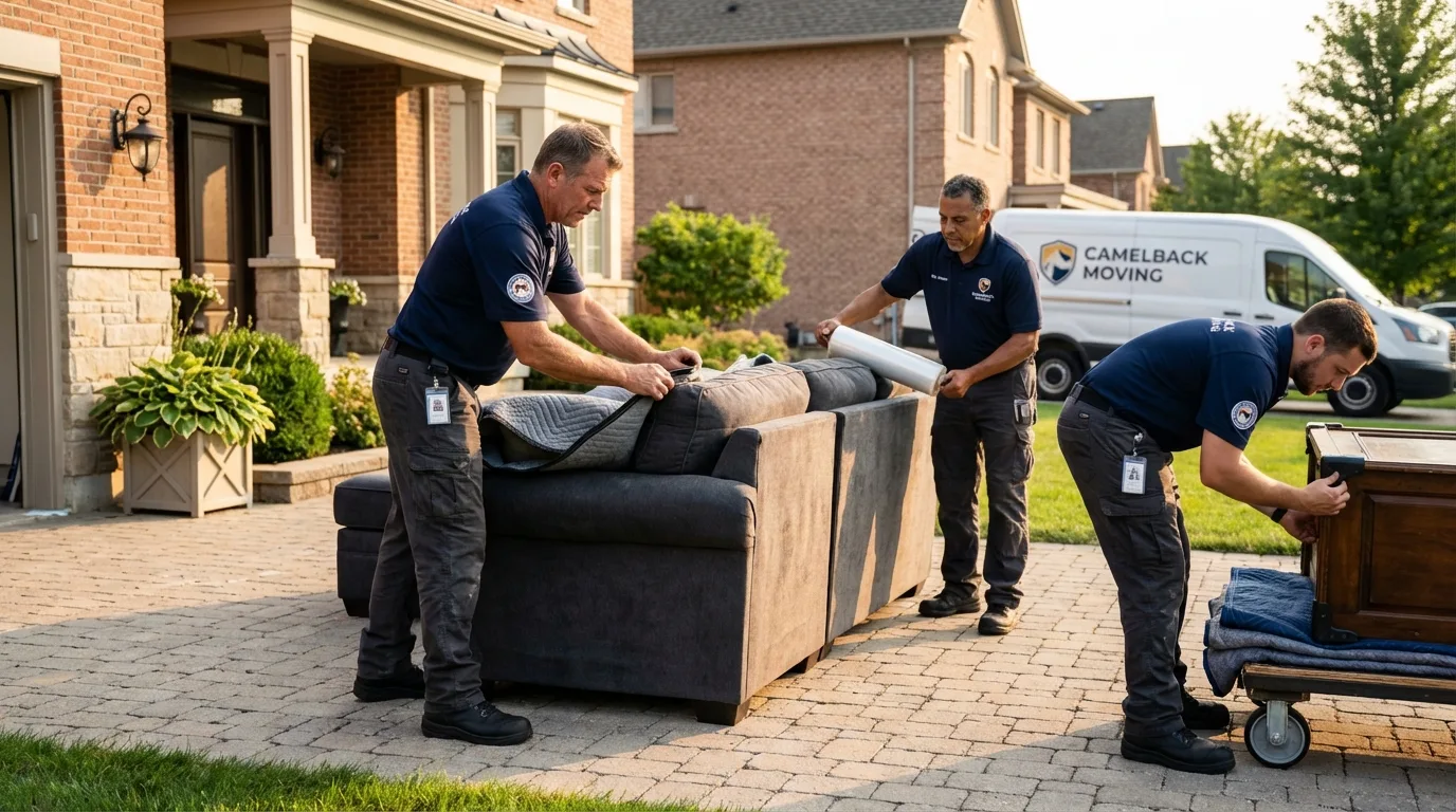 Large estate moving crew wrapping furniture in North East, MD