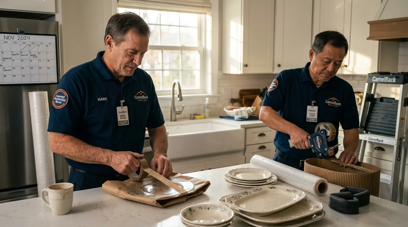 Professional crew packing kitchen dishware in North East, MD